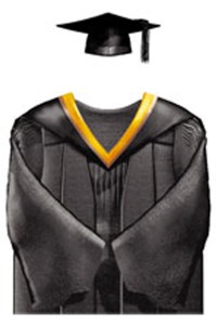 網上訂購香港理工大學理學學士畢業袍 黑色方形畢業帽 金色肩帶披肩 學士畢業袍製服公司DA229